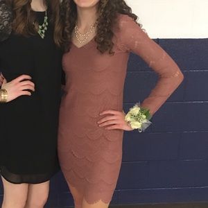 Light Pink Fitted Lace Dress